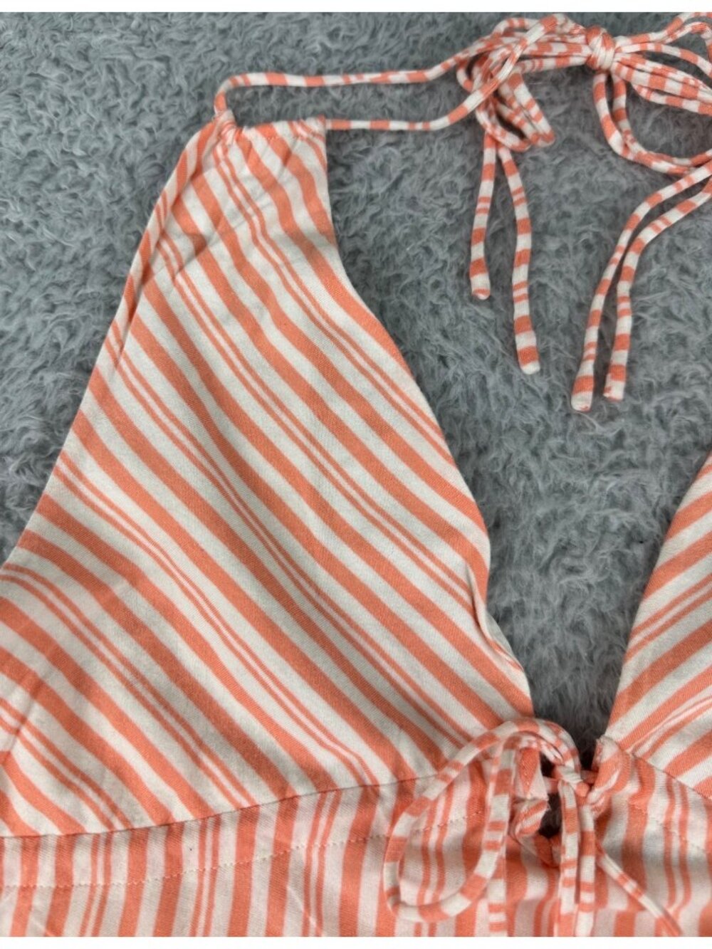 J.Crew Melon Striped Halter Charlotte Top S Tie Front Summer Style Beach Casual - Picture 13 of 15